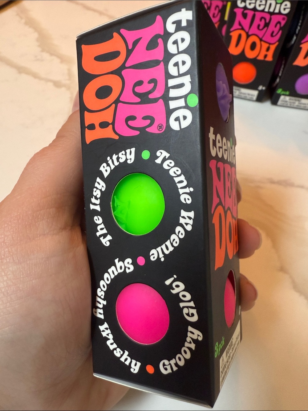 Teenie NeeDoh Neon Stress Ball Set - Green & Pink & Purple